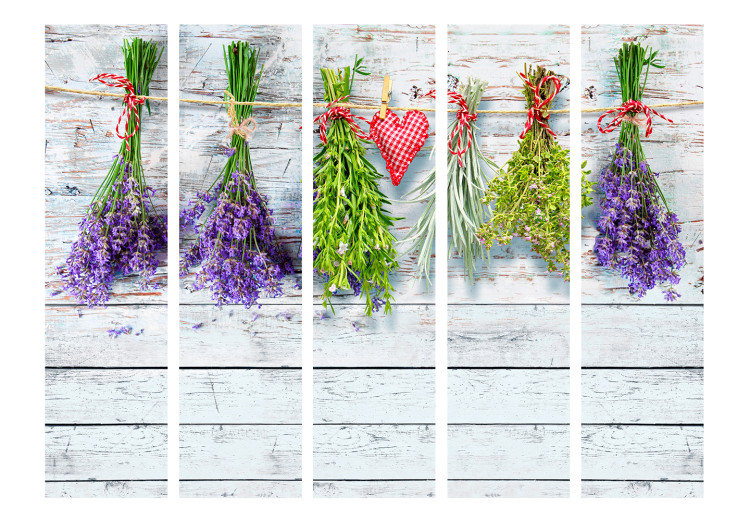 Room Divider Spring Inspirations II - hanging spices and lavender on a wooden background 113948 additionalImage 3