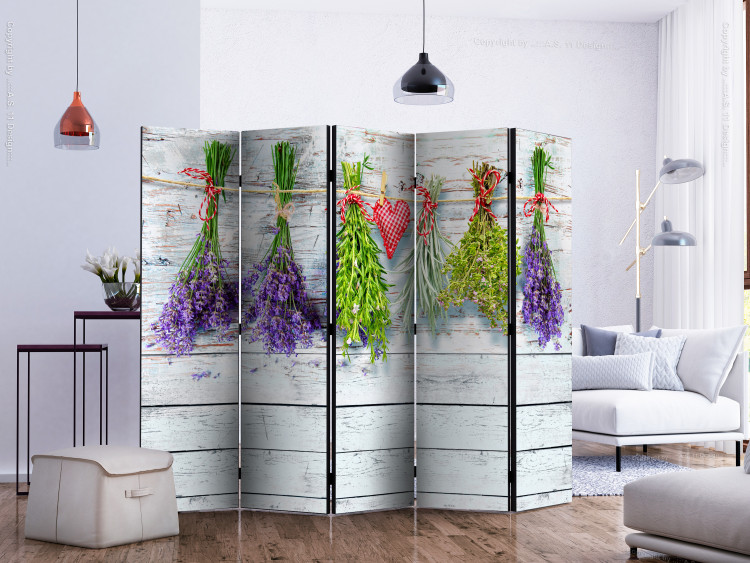 Room Divider Spring Inspirations II - hanging spices and lavender on a wooden background 113948 additionalImage 2