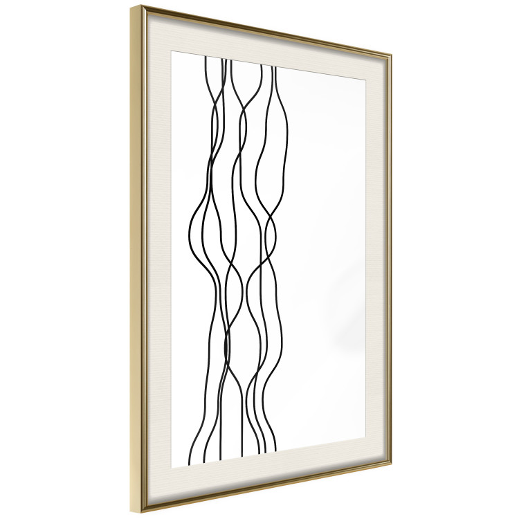 Wall Poster Hanging Ropes - minimalist black and white abstraction in wavy lines 117348 additionalImage 2