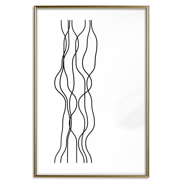 Wall Poster Hanging Ropes - minimalist black and white abstraction in wavy lines 117348 additionalImage 27