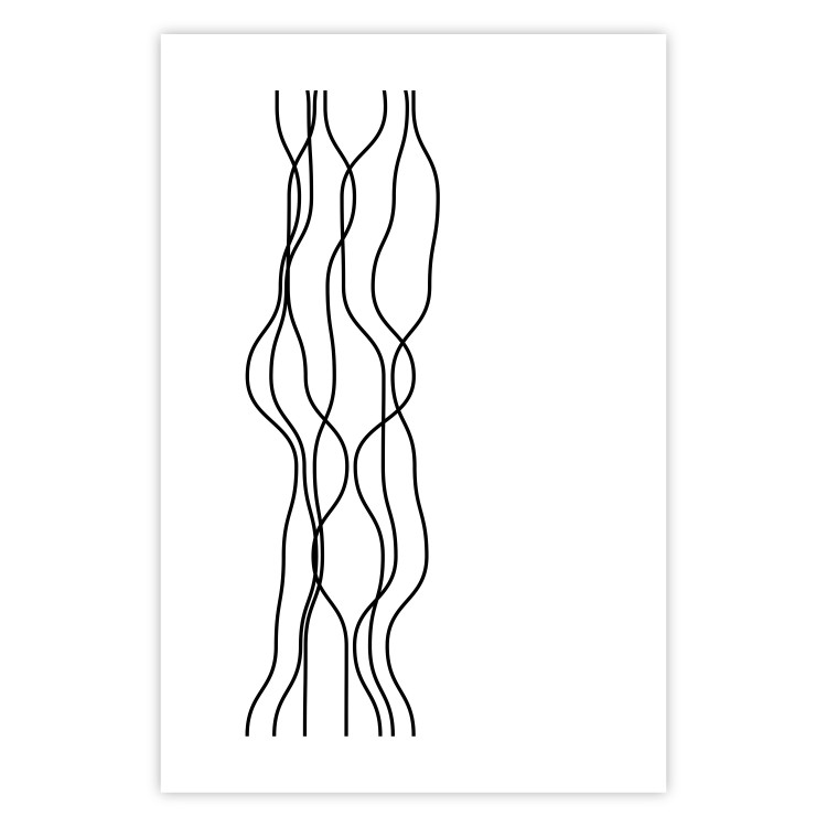 Wall Poster Hanging Ropes - minimalist black and white abstraction in wavy lines 117348 additionalImage 18