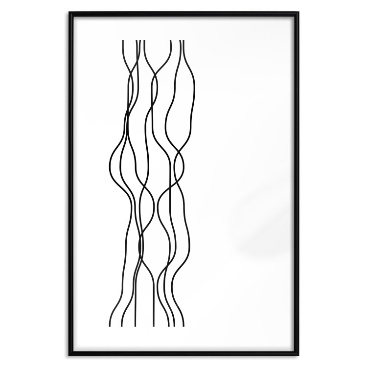Wall Poster Hanging Ropes - minimalist black and white abstraction in wavy lines 117348 additionalImage 25