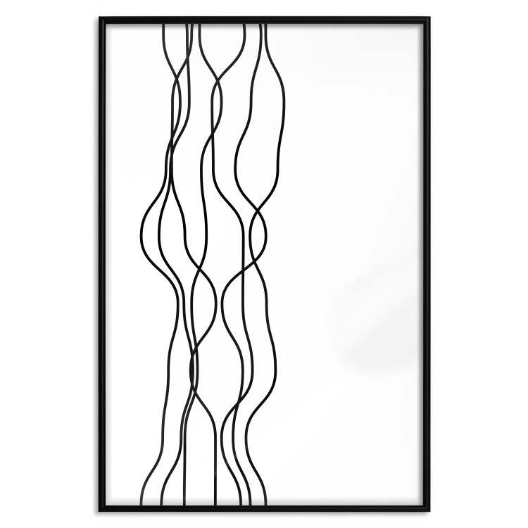 Wall Poster Hanging Ropes - minimalist black and white abstraction in wavy lines 117348 additionalImage 19