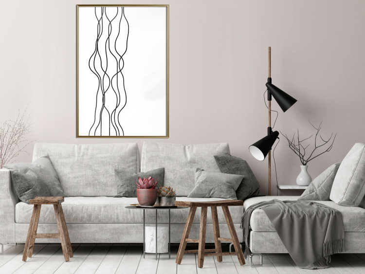 Wall Poster Hanging Ropes - minimalist black and white abstraction in wavy lines 117348 additionalImage 7