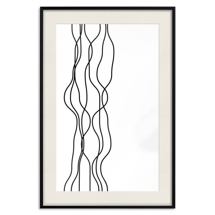 Wall Poster Hanging Ropes - minimalist black and white abstraction in wavy lines 117348 additionalImage 24