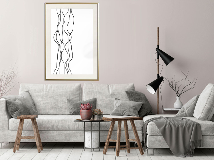 Wall Poster Hanging Ropes - minimalist black and white abstraction in wavy lines 117348 additionalImage 22