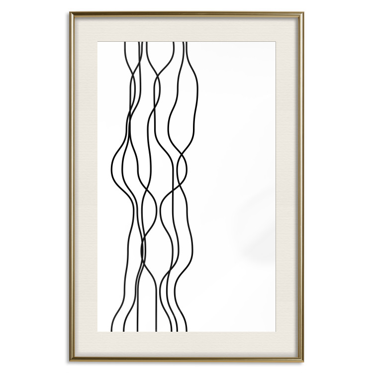 Wall Poster Hanging Ropes - minimalist black and white abstraction in wavy lines 117348 additionalImage 23