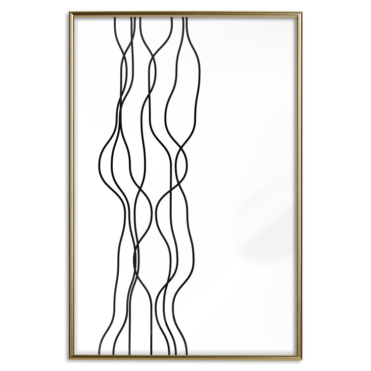 Wall Poster Hanging Ropes - minimalist black and white abstraction in wavy lines 117348 additionalImage 19