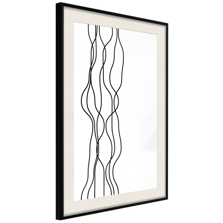 Wall Poster Hanging Ropes - minimalist black and white abstraction in wavy lines 117348 additionalImage 3