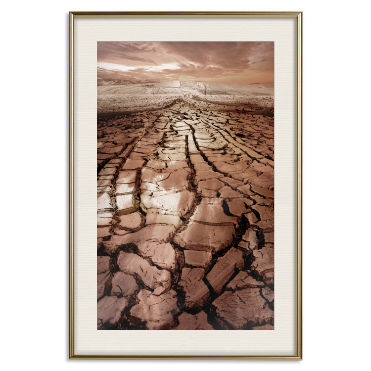 Poster Drought - desert landscape against a cloudy sky background in brown 119148 additionalImage 19
