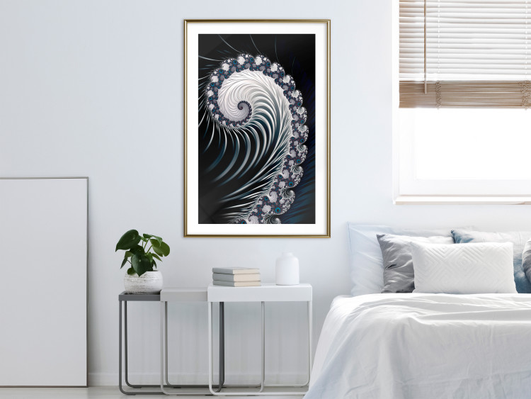 Poster Virus - abstract wave pattern with lashes creating a vortex on a black background 122748 additionalImage 15