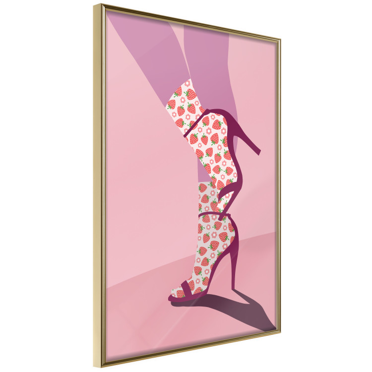 Poster Strawberry Socks - silhouette of female legs in pastel color 123348 additionalImage 12