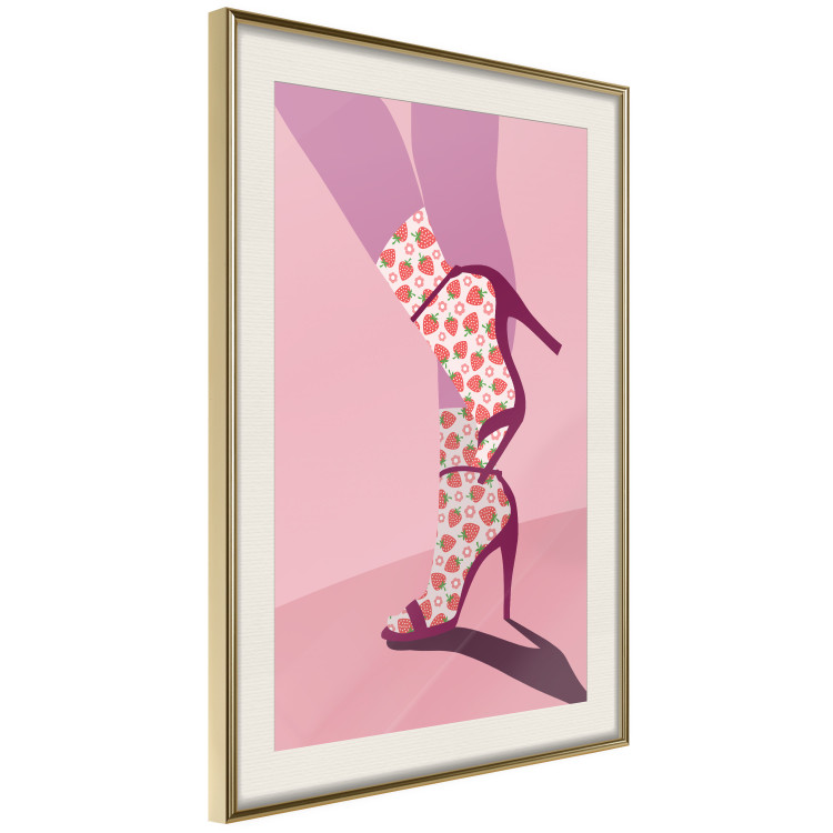 Poster Strawberry Socks - silhouette of female legs in pastel color 123348 additionalImage 2