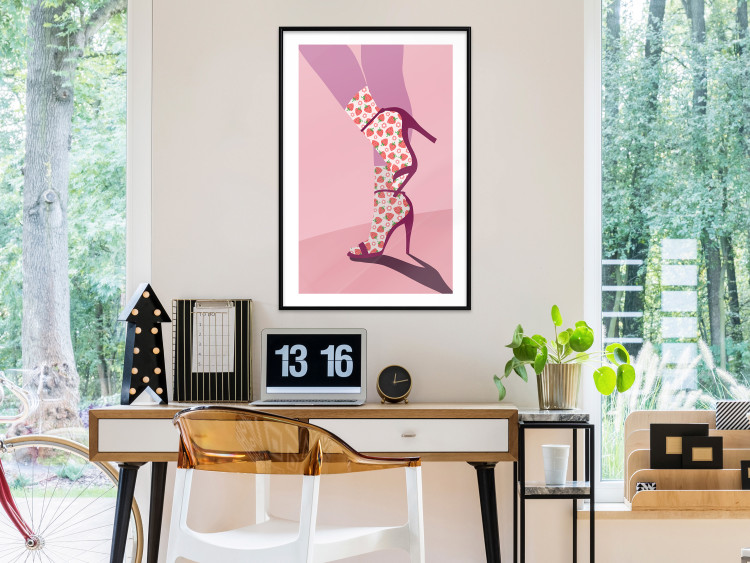 Poster Strawberry Socks - silhouette of female legs in pastel color 123348 additionalImage 13