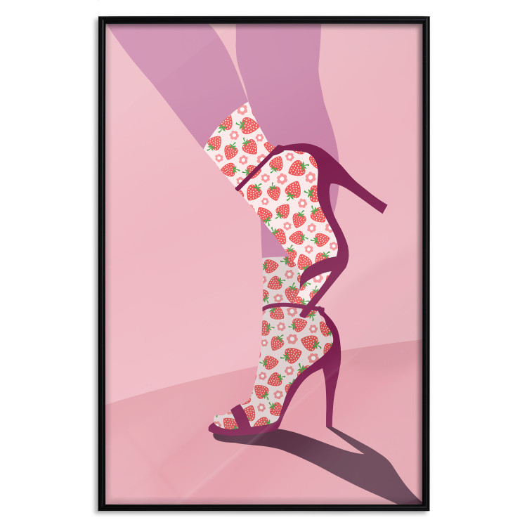 Poster Strawberry Socks - silhouette of female legs in pastel color 123348 additionalImage 24