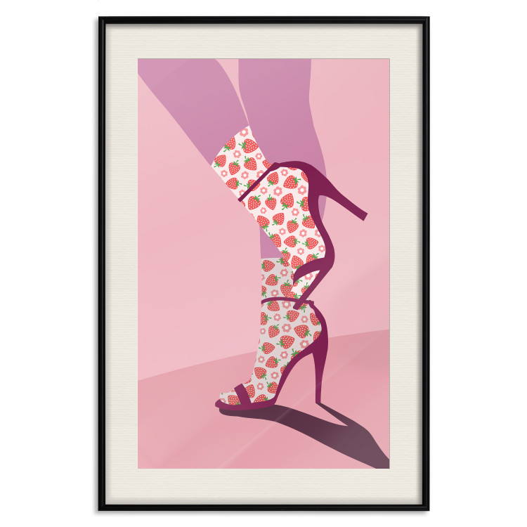 Poster Strawberry Socks - silhouette of female legs in pastel color 123348 additionalImage 18