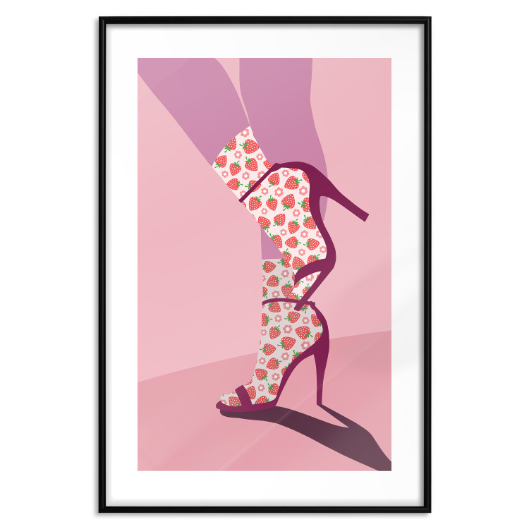 Poster Strawberry Socks - silhouette of female legs in pastel color 123348 additionalImage 17