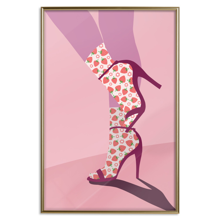 Poster Strawberry Socks - silhouette of female legs in pastel color 123348 additionalImage 20