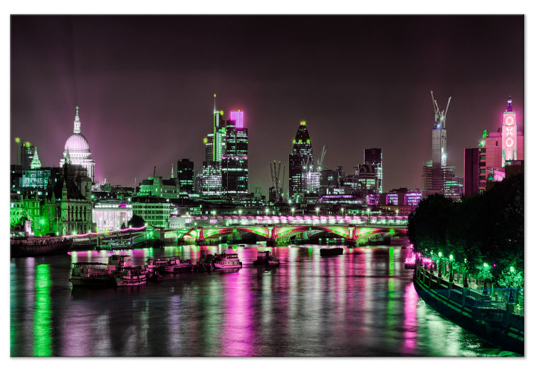 Canvas Print Bridge over the Thames - night London with St. Paul's cathedral 123648