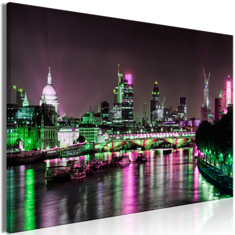 Canvas Print Bridge over the Thames - night London with St. Paul's cathedral 123648 additionalImage 2