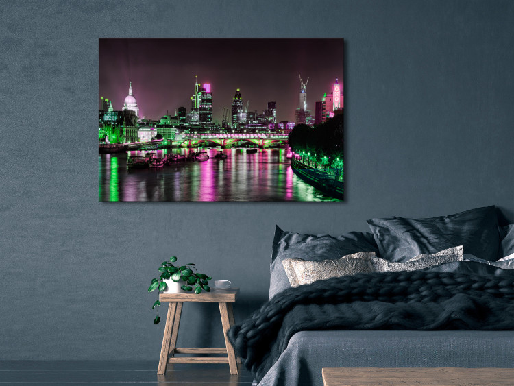 Canvas Print Bridge over the Thames - night London with St. Paul's cathedral 123648 additionalImage 3