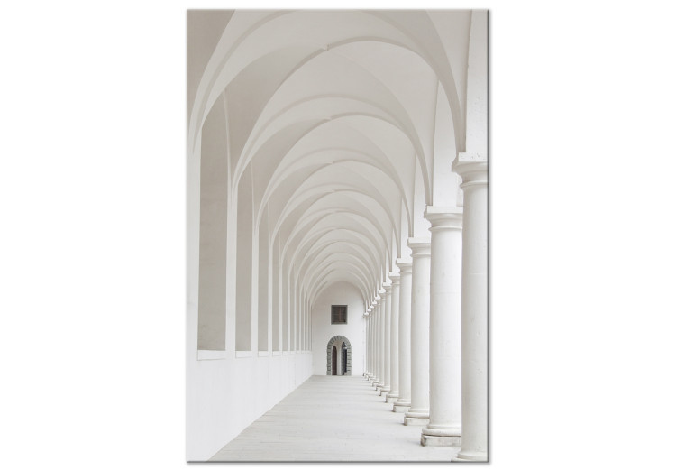 Canvas White colonnade - photograph with church architecture in white 123848