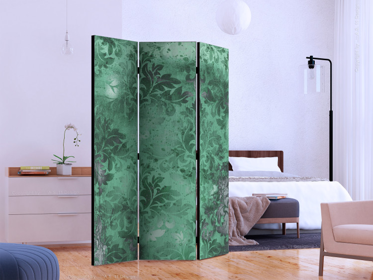 Room Divider Emerald Memory (3-piece) - floral baroque ornaments 124048 additionalImage 2