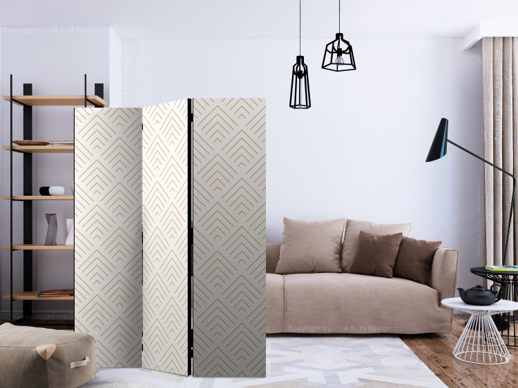 Room Divider Corners (3-piece) - beige background in a geometric brown pattern 124348 additionalImage 4