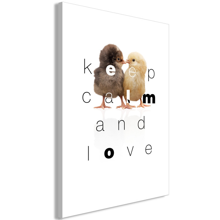 Canvas Art Print English Keep calm and love sign - a composition with two chickens 125248 additionalImage 2