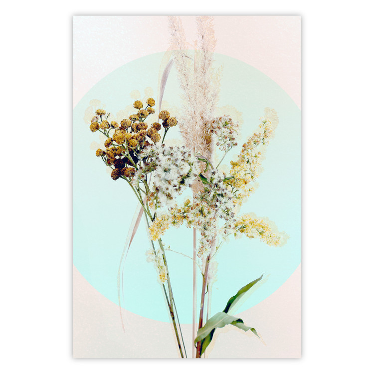 Wall Poster Bouquet in Mint Fullness - spring flowers on a blue pastel background 126548