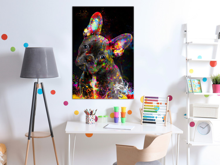 Canvas Art Print Marufi (1-part) vertical - abstract multicolored portrait of a dog 128348 additionalImage 3