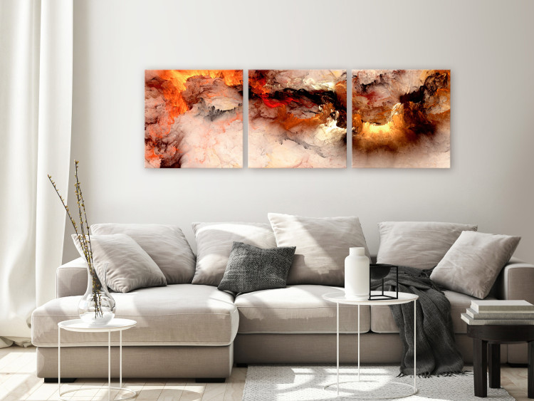 Canvas Volcanic Abstraction (3-piece) Square - abstract fire 129748 additionalImage 3