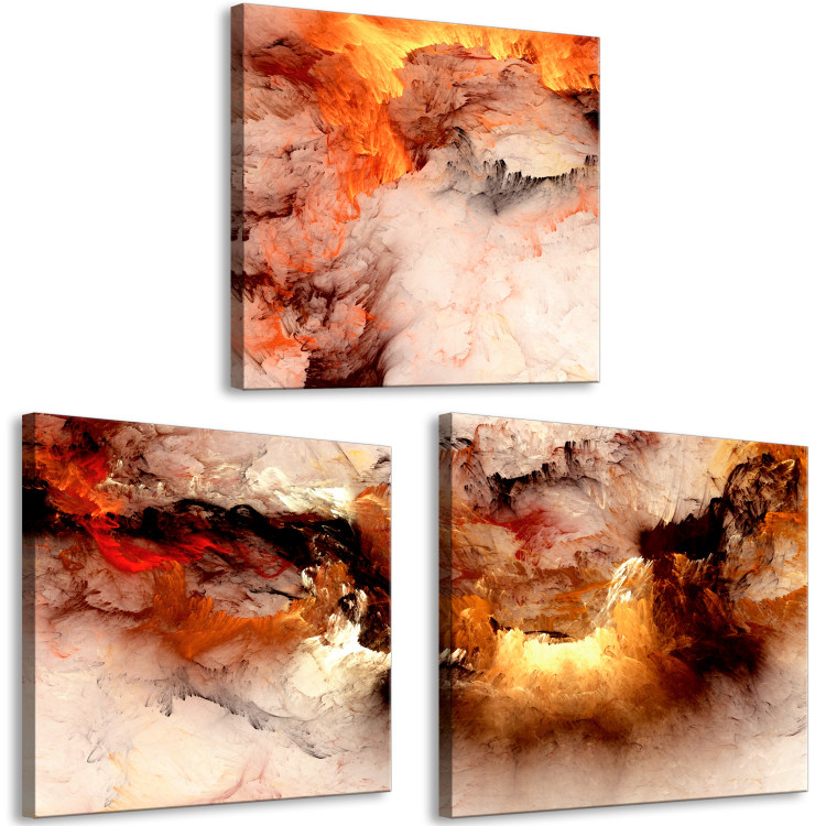 Canvas Volcanic Abstraction (3-piece) Square - abstract fire 129748 additionalImage 2