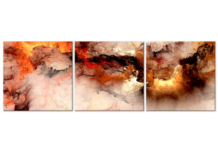 Canvas Volcanic Abstraction (3-piece) Square - abstract fire 129748