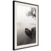 Wall Poster Harbor Under the Tree - black and white misty lake landscape with a boat 130348 additionalThumb 3