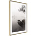Wall Poster Harbor Under the Tree - black and white misty lake landscape with a boat 130348 additionalThumb 6