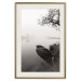 Wall Poster Harbor Under the Tree - black and white misty lake landscape with a boat 130348 additionalThumb 20