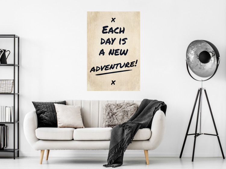 Wall Poster Each Day is a New Adventure! - black text on a beige texture 130448 additionalImage 4