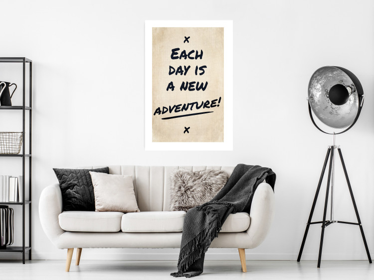 Wall Poster Each Day is a New Adventure! - black text on a beige texture 130448 additionalImage 5