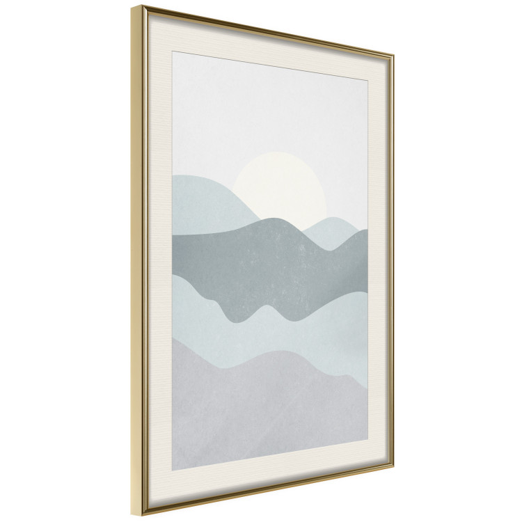 Poster Sun over Mountains - abstract gray landscape of hills with sun 130548 additionalImage 3