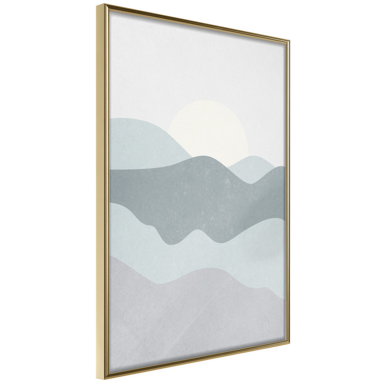 Poster Sun over Mountains - abstract gray landscape of hills with sun 130548 additionalImage 14