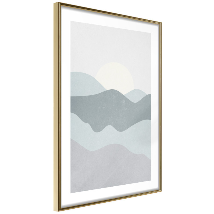 Poster Sun over Mountains - abstract gray landscape of hills with sun 130548 additionalImage 9