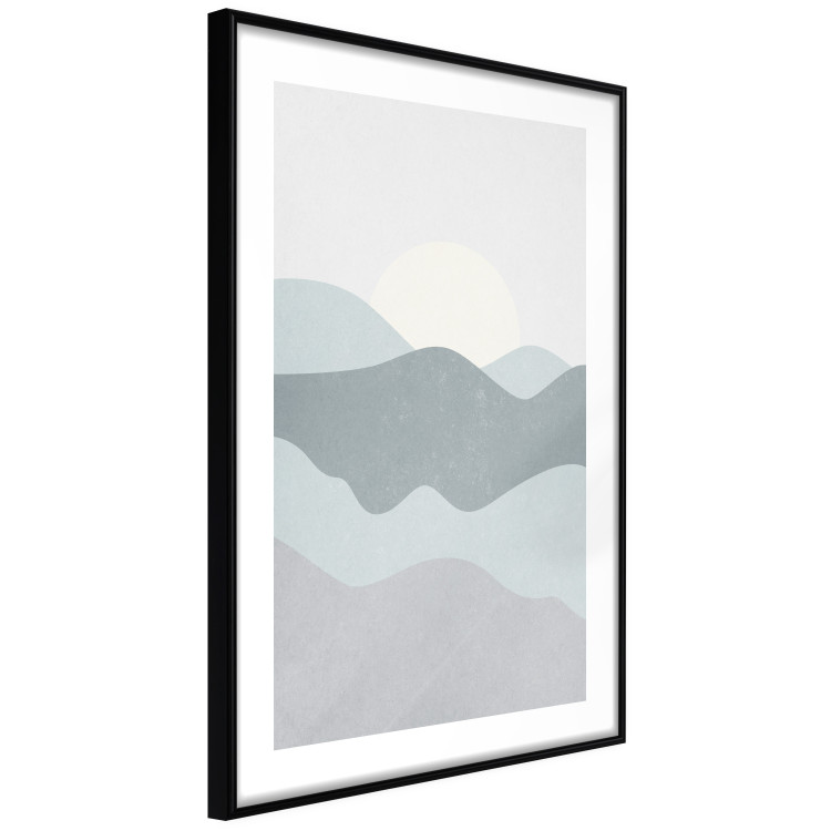 Poster Sun over Mountains - abstract gray landscape of hills with sun 130548 additionalImage 8