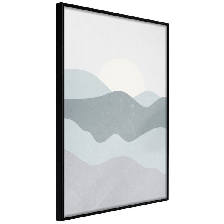 Poster Sun over Mountains - abstract gray landscape of hills with sun 130548 additionalImage 13