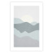 Poster Sun over Mountains - abstract gray landscape of hills with sun 130548 additionalThumb 25