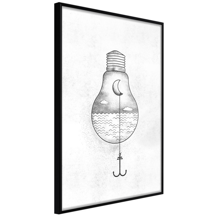 Poster Anchored Moon - white light bulb composition with sea and moon 131948 additionalImage 11