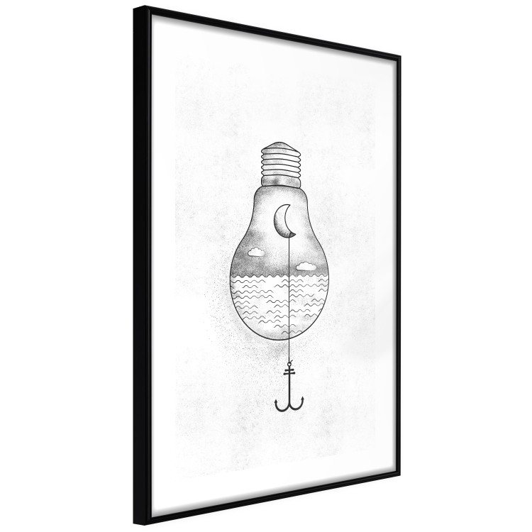 Poster Anchored Moon - white light bulb composition with sea and moon 131948 additionalImage 6