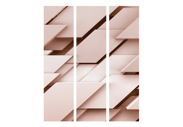 Folding Screen Think Pink (3-piece) - pink abstraction in geometric figures 133048 additionalImage 3
