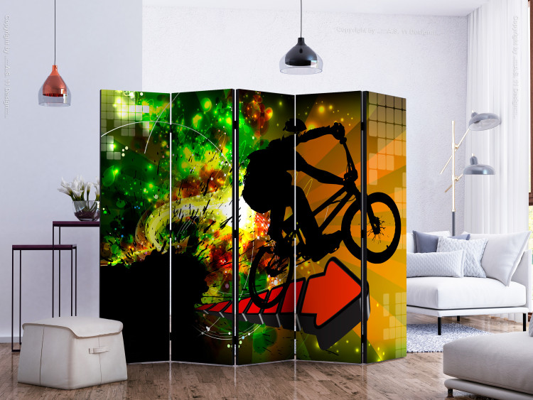 Room Divider Screen Cycling Evolutions II (5-piece) - colorful sports composition 133348 additionalImage 2