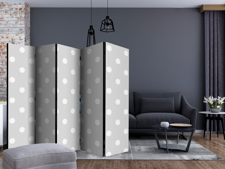 Folding Screen Joyful Polka Dots II (5-piece) - composition in dots and gray background 133448 additionalImage 4